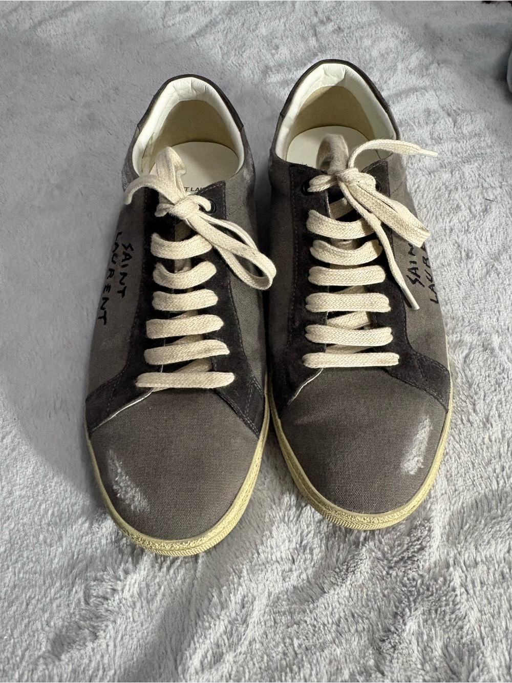 Saint Laurent Gray Canvas Sneakers